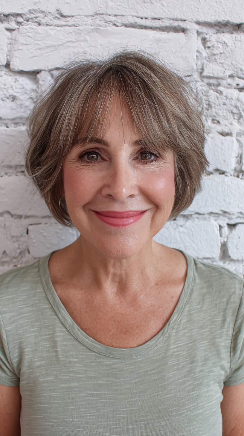 Trendy Textured Short Cut with Wispy Bangs