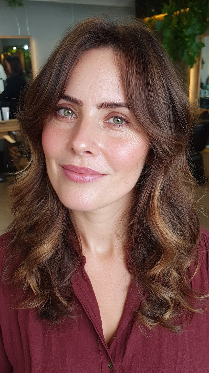 Warm Chestnut Layers with Gentle Waves