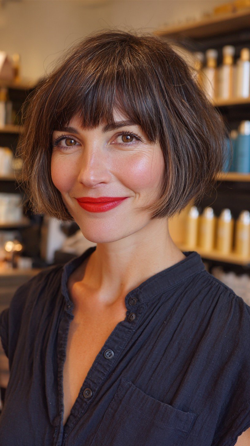 Chic Textured Bob with Soft Bangs