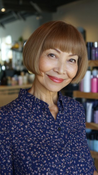 Charming Smooth Bob with Gentle Fringe