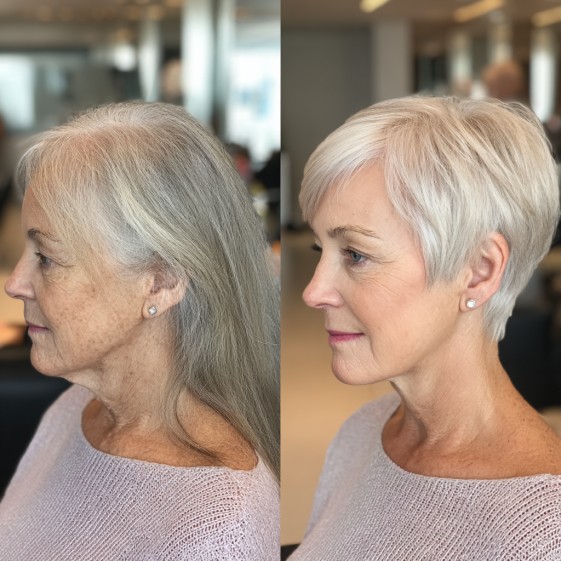 Chic Graduated Pixie Cut with Soft Blonde Highlights