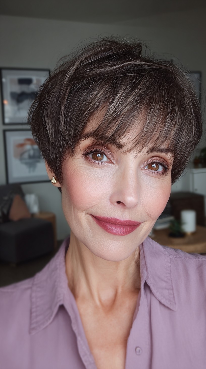 Chic Short Edgy Cut with Soft Bangs
