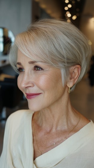 Chic Short Pixie Cut with Soft Silver Layers