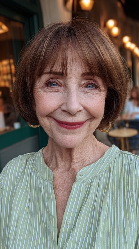 Chic Textured Jaw-Length Bob with Soft Curtain Bangs