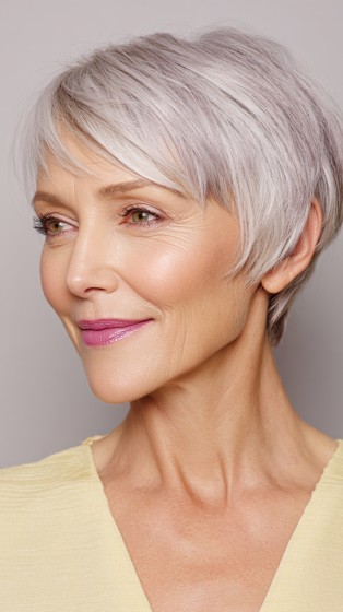 Chic Textured Pixie Cut with Subtle Silver Tones