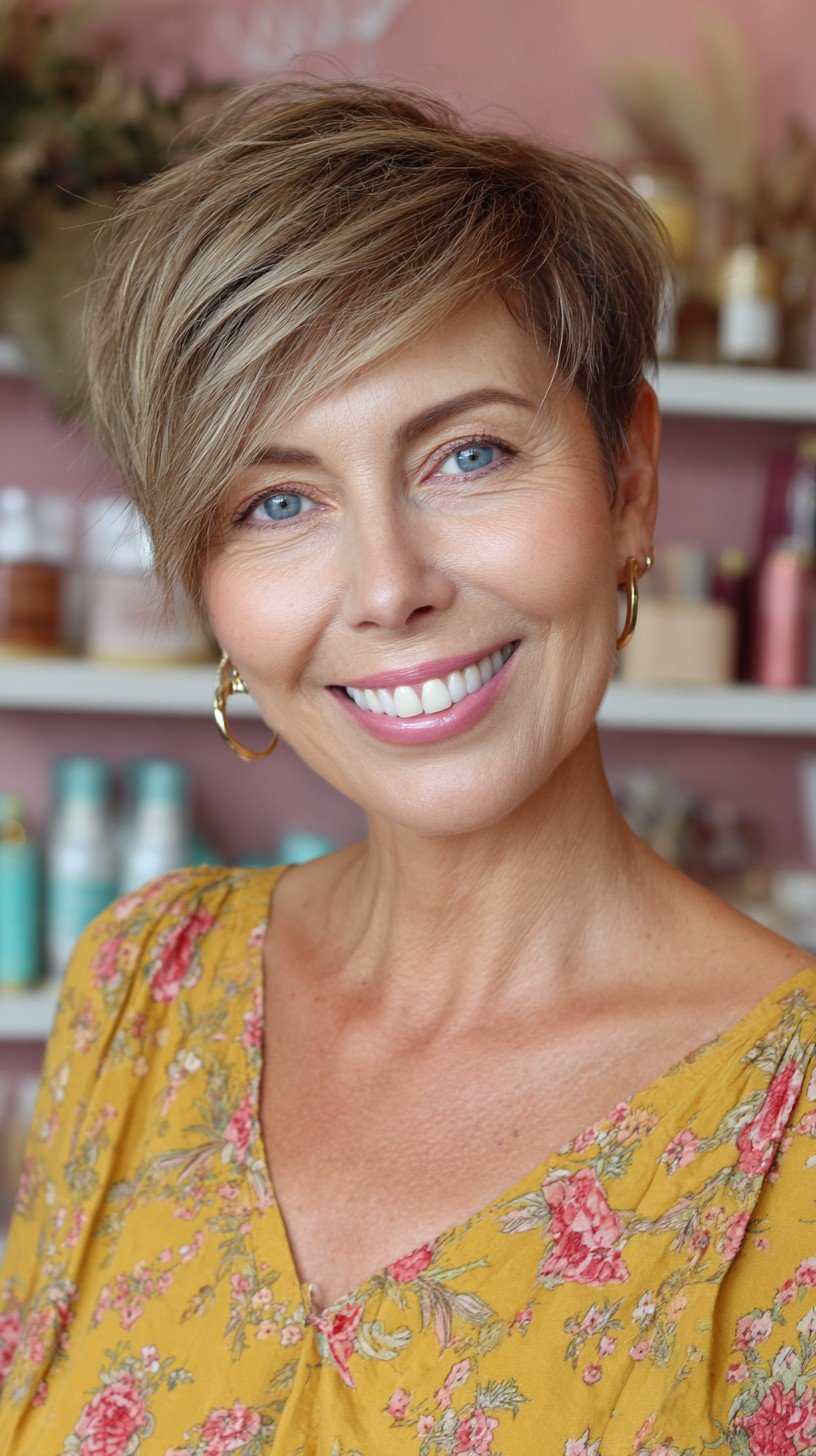 Chic Textured Short Cut with Subtle Highlights