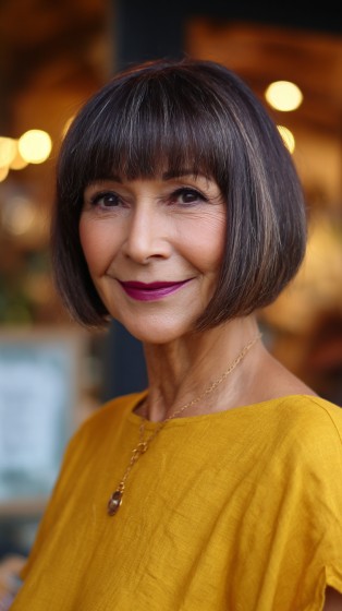 Classic Bob with Straight-Cut Bangs