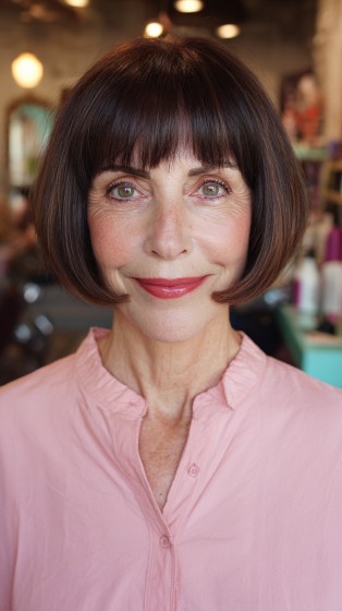 Classic Layered Bob with Soft Fringe