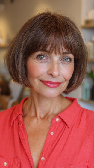 Classic Smooth Bob with Soft Bangs