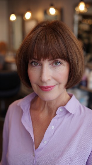 Classic Stacked Bob with Bold Fringe