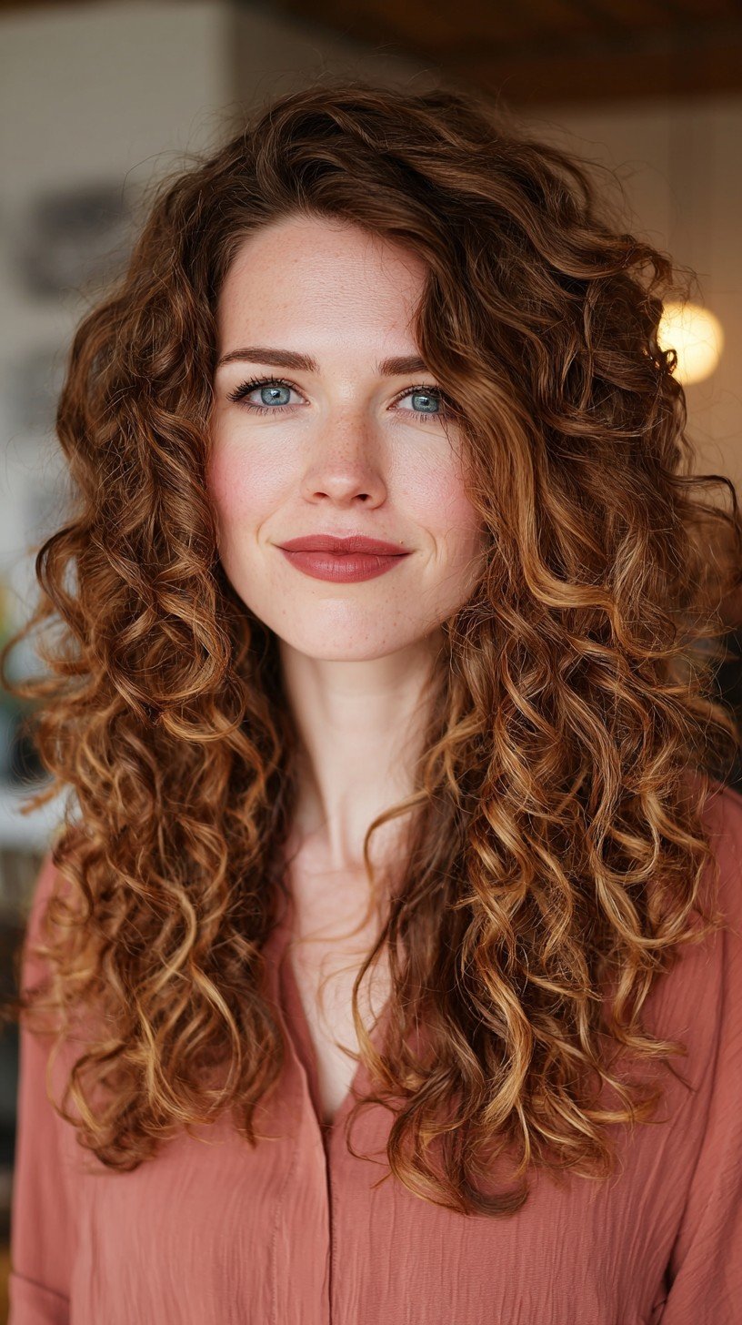 Dynamic Curly Layers with Warm Highlights
