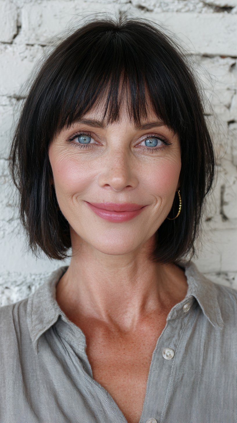 Dynamic Textured Bob with Soft Bangs