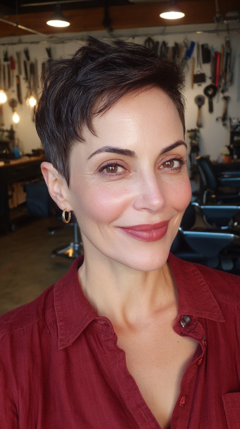 Edgy Textured Pixie Cut with Soft Feathered Layers
