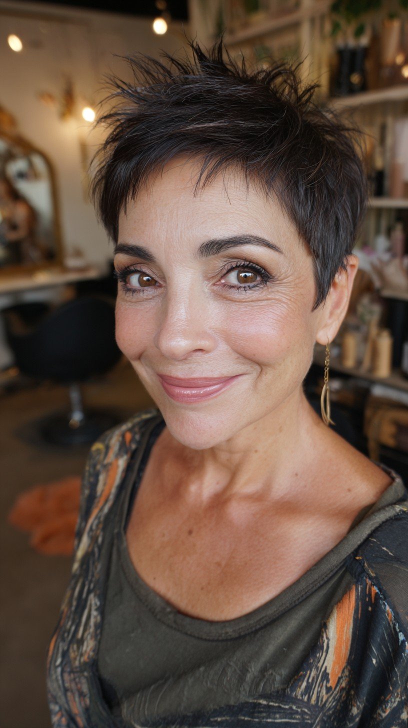Edgy Textured Short Pixie Cut with Lively Layers