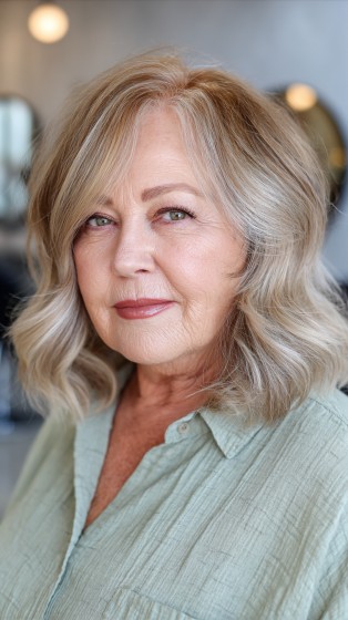 Elegant Dark Blonde Textured Lob with Soft Waves
