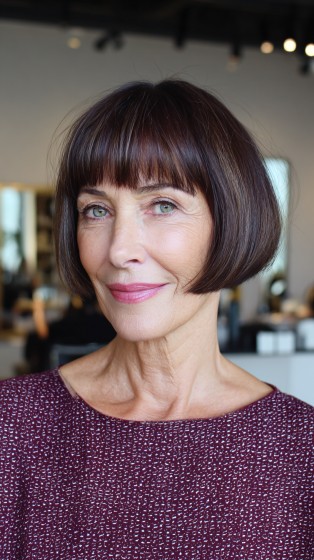 Modern Rounded Bob with Subtle Bangs