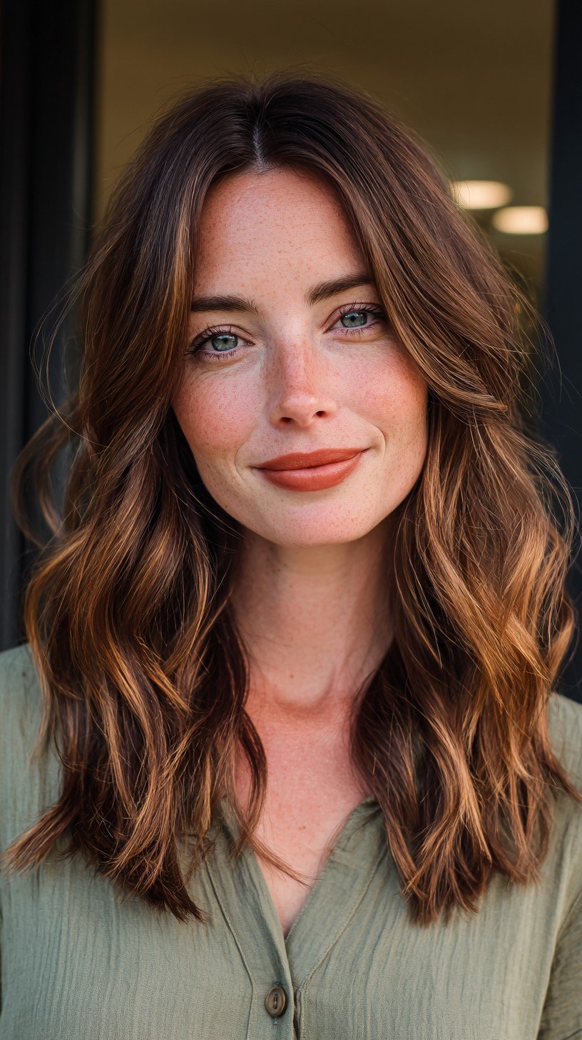 Soft Layered Waves with Golden Highlights