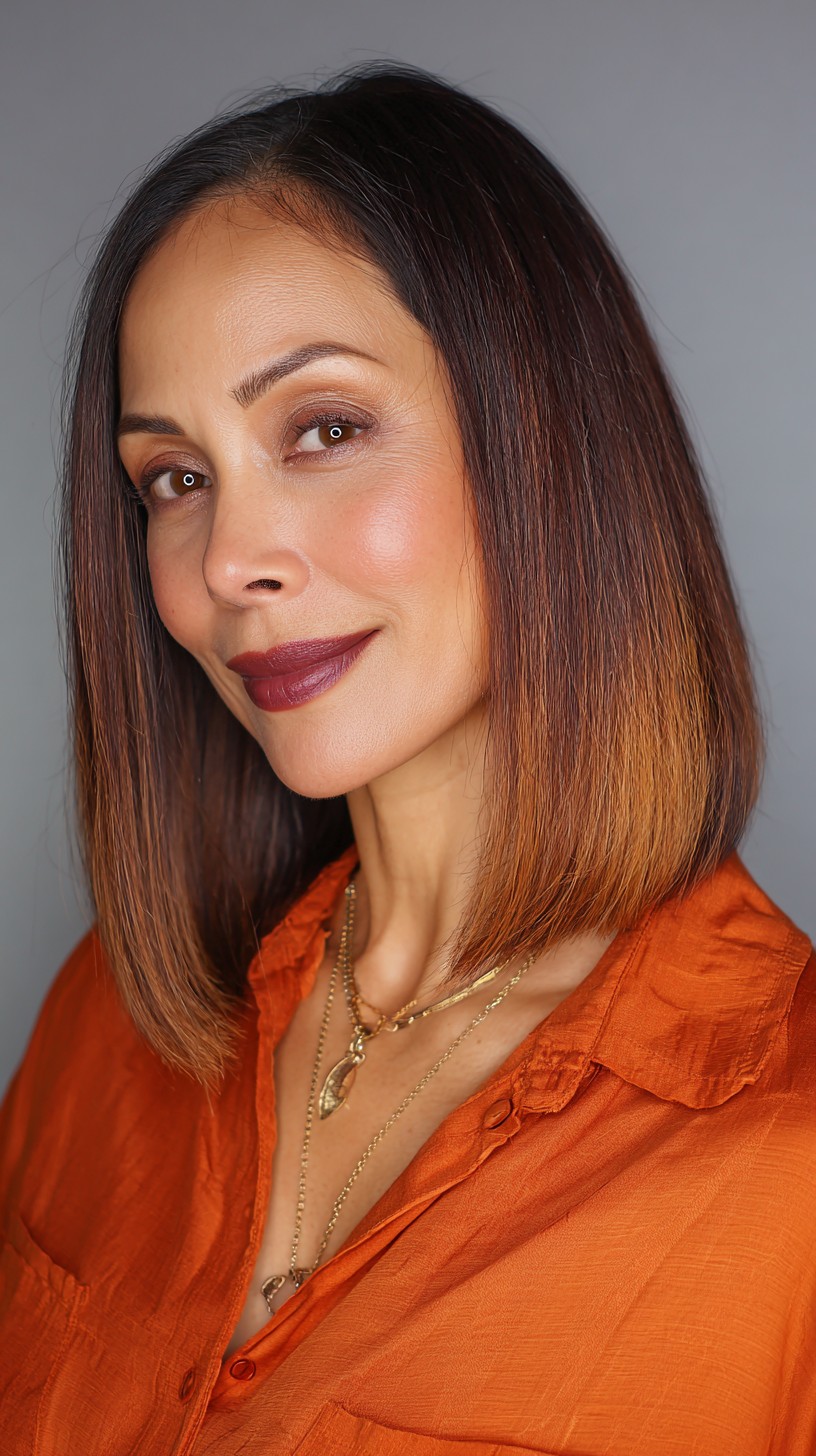 Stylish Gradual Ombre Bob with Rich Caramel Ends