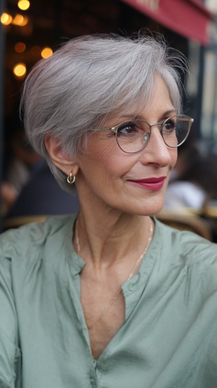 Stylish Graduated Pixie with Soft Silver Layers