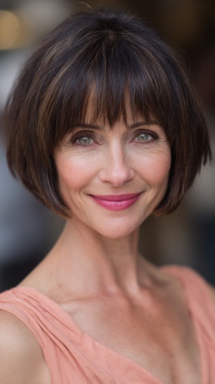 Stylish Softly Layered Bob with Fringe