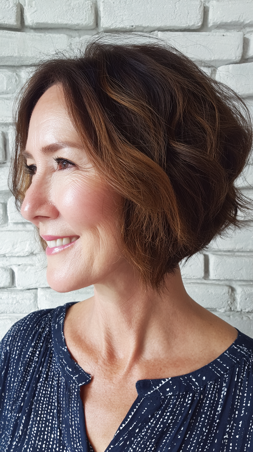 Textured A-Line Bob with Subtle Waves