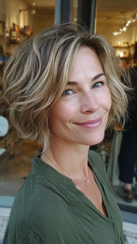 Textured Jagged Bob with Effortless Movement