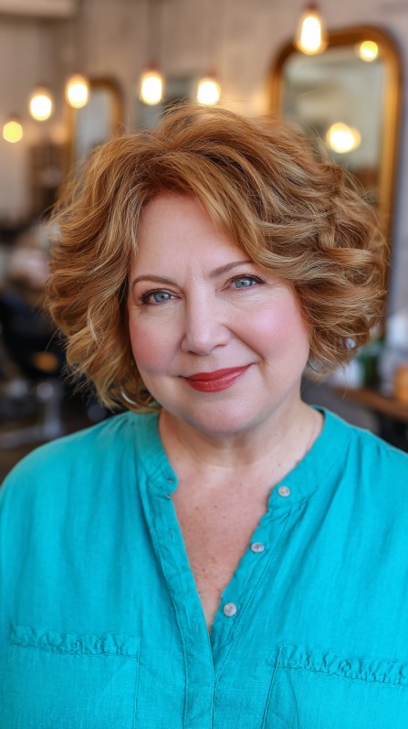 Textured Jagged Bob with Lively Curls