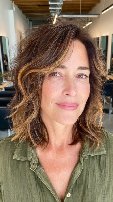 Textured Jagged Bob with Luminous Highlights