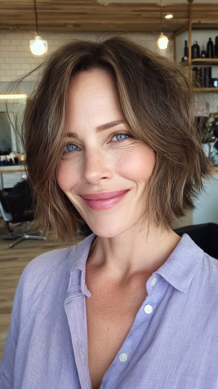 Textured Jagged Bob with Playful Movement