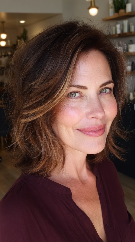 Textured Jagged Bob with Subtle Highlights