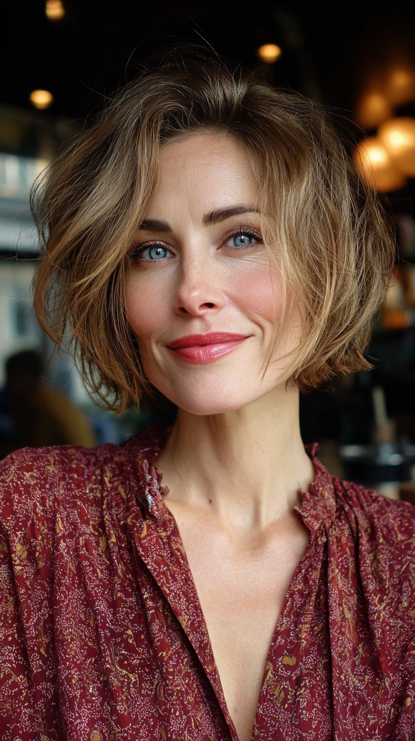 Textured Short Bob with Soft Natural Waves