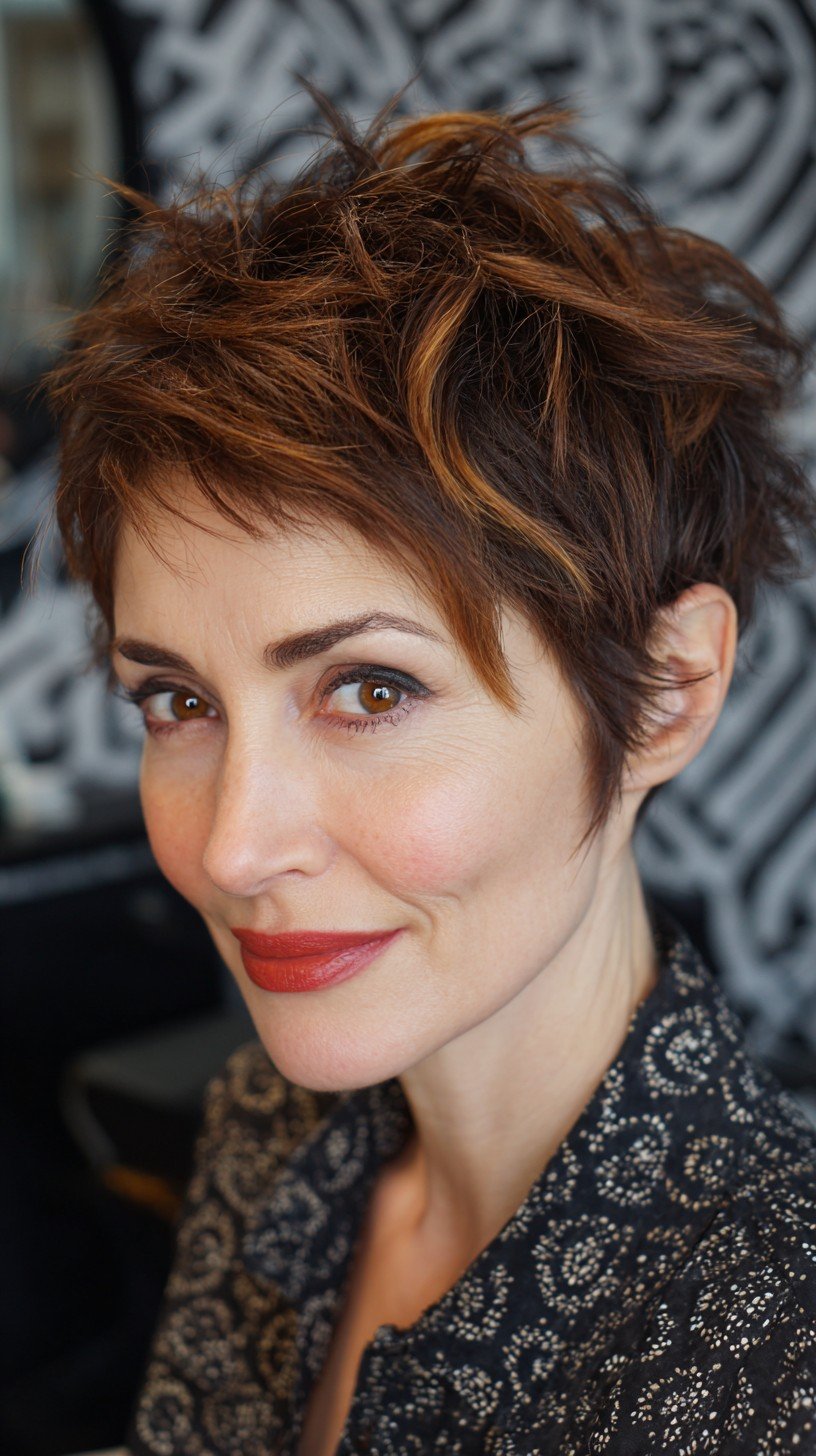 Textured Short Pixie with Bold Highlights