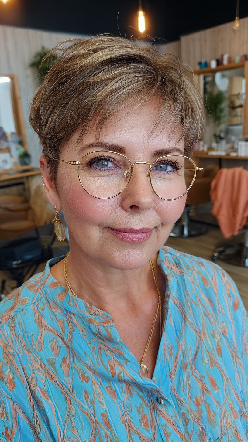 Textured Short Pixie with Subtle Highlights