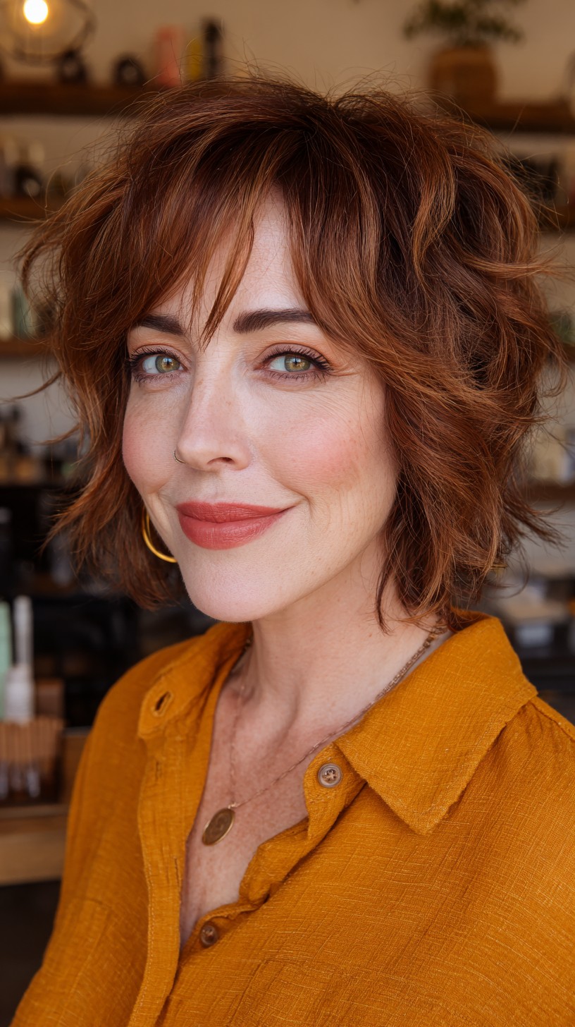 Textured Short Shag with Face-Framing Layers