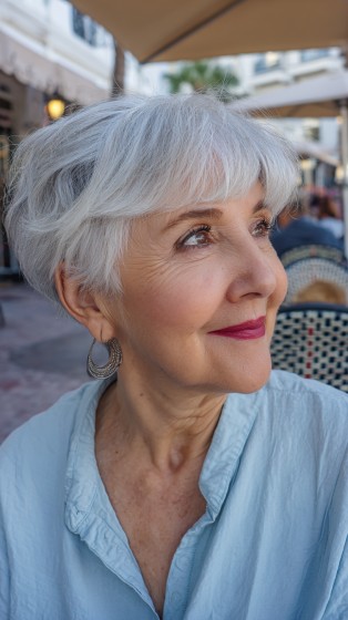 Textured Silver Pixie with Soft Volume