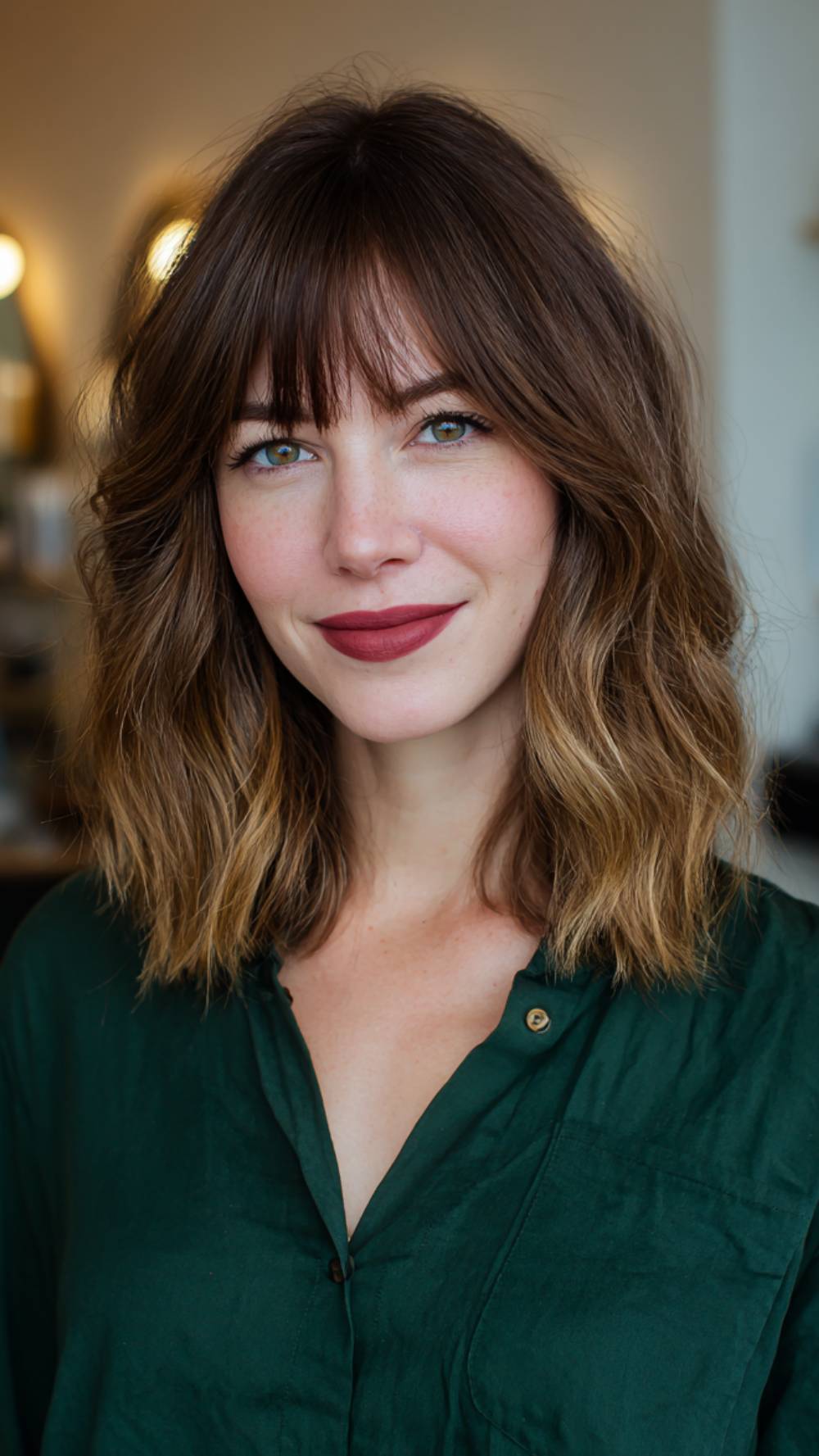 Textured Wavy Lob with Subtle Ombre Highlights