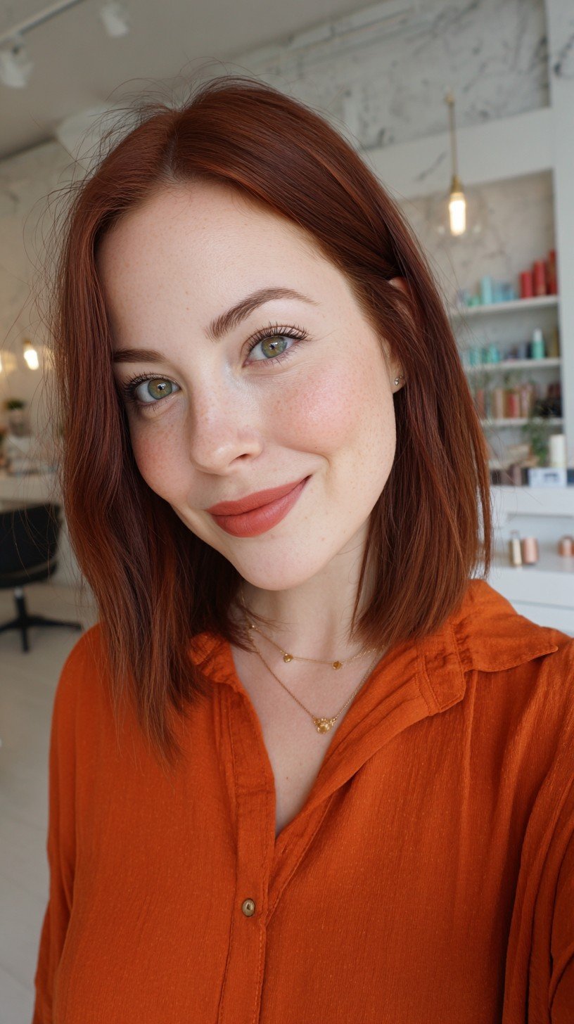 Vibrant Copper Bob with Soft Subtle Layers