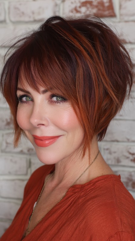 Vibrant Textured Jagged Bob with Bold Highlights