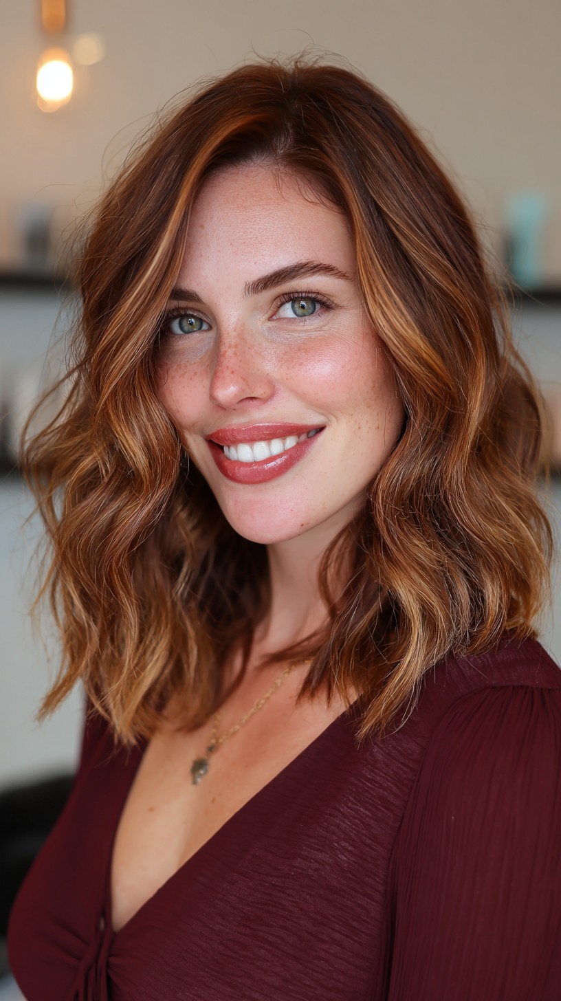 Warm Auburn Waves with Soft Face-Framing Layers