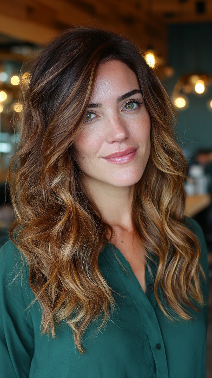 Warm Caramel Waves with Subtle Dimension