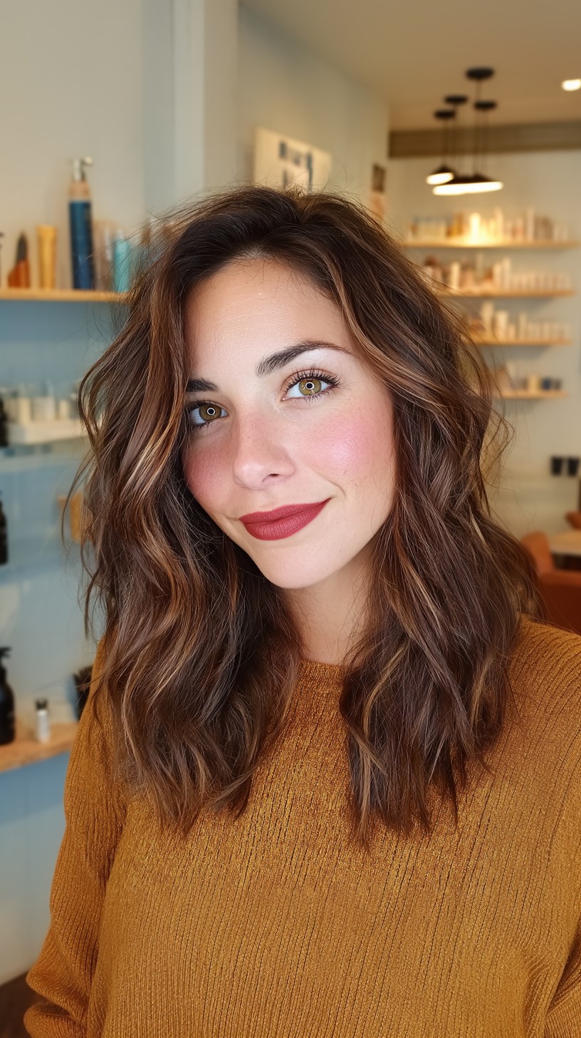 Warm Chestnut Waves with Subtle Layers