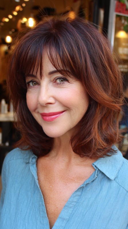 Warm Layered Jagged Bob with Soft Face-Framing Layers