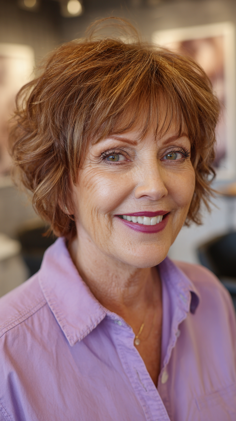 Chic Curly Textured Bob with Soft Bangs