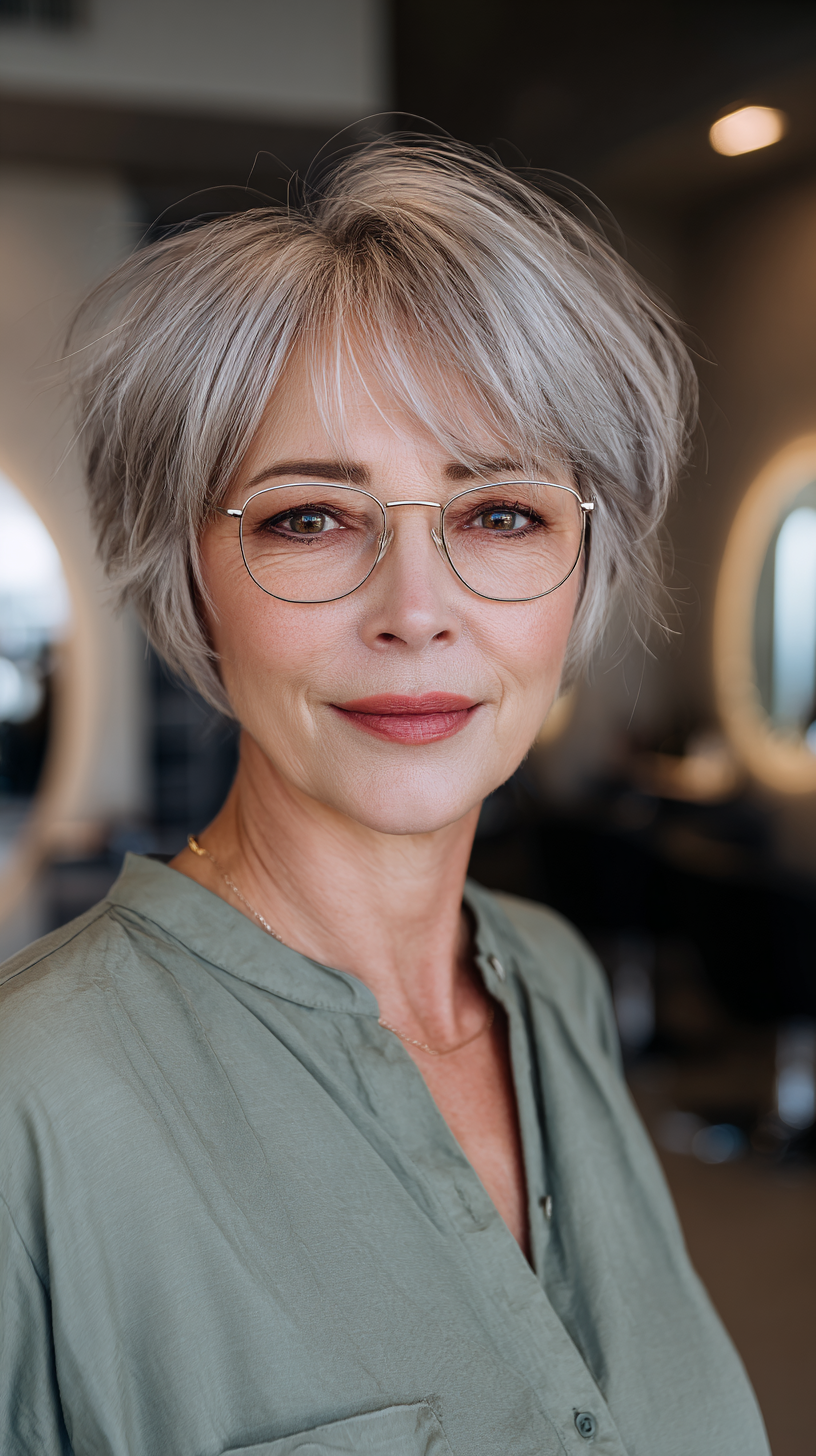 Chic Grey Textured Crop Bob with Soft Layers