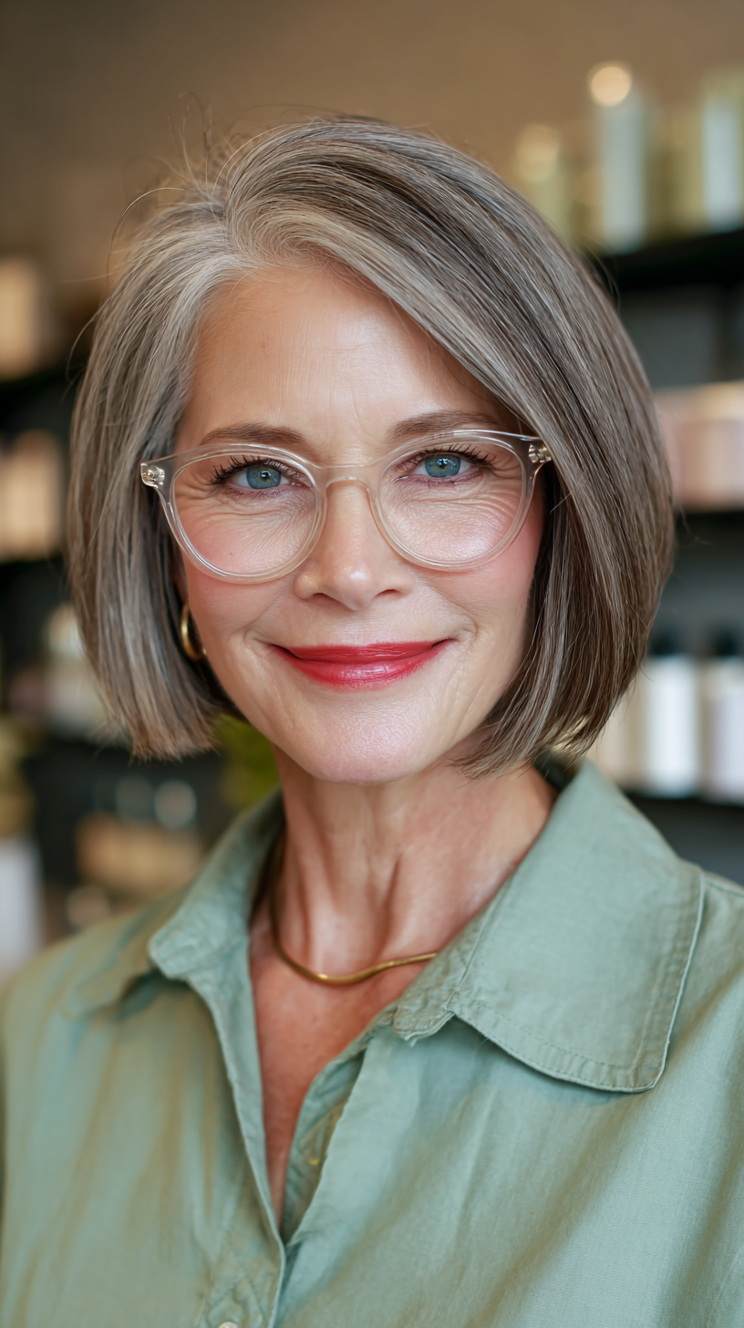 Chic Silver Crop Bob with Soft Textured Layers