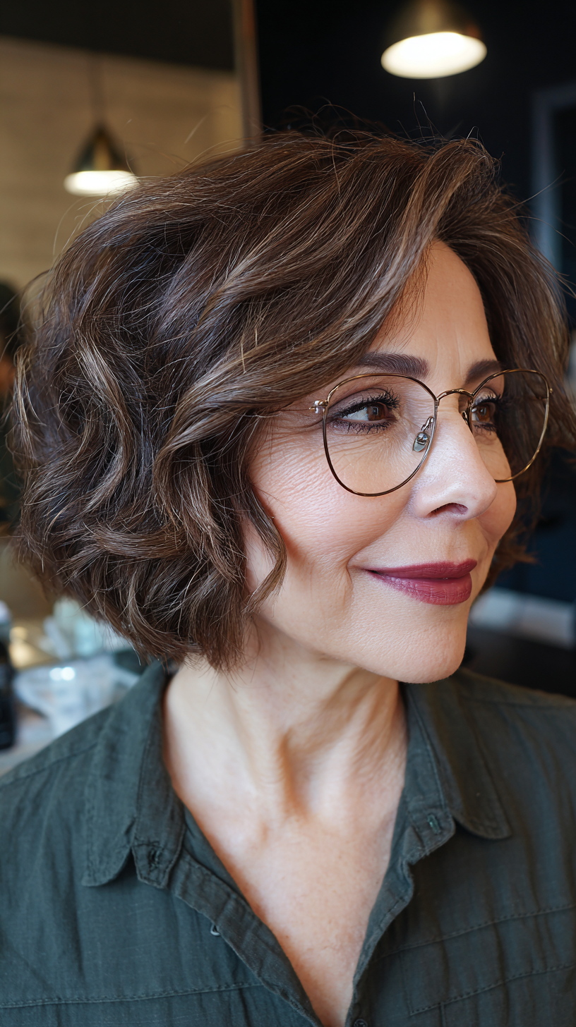 Chic Soft Textured A-Line Bob with Gentle Waves