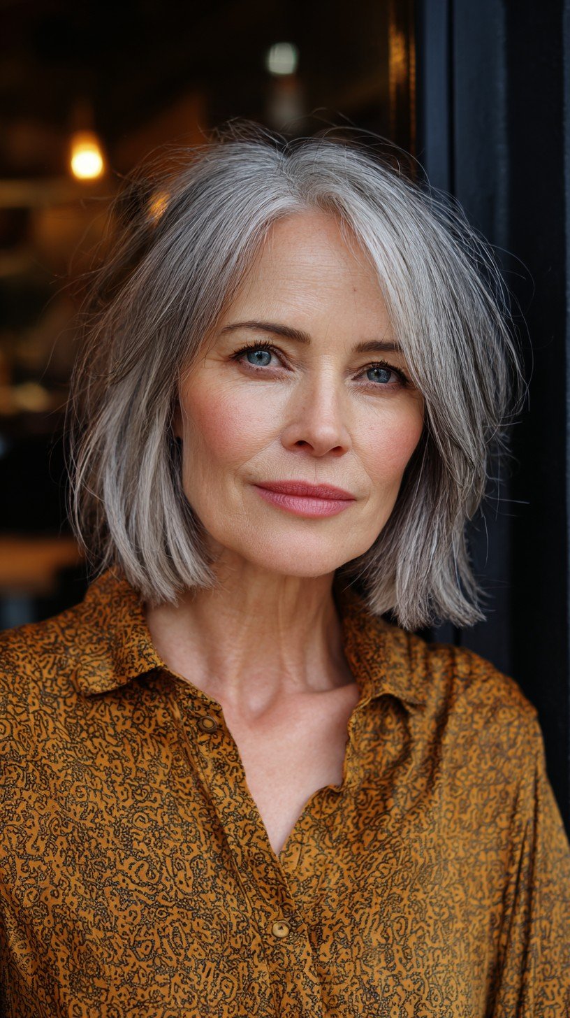 Elegant Ash Blonde Razored Bob with Subtle Layers