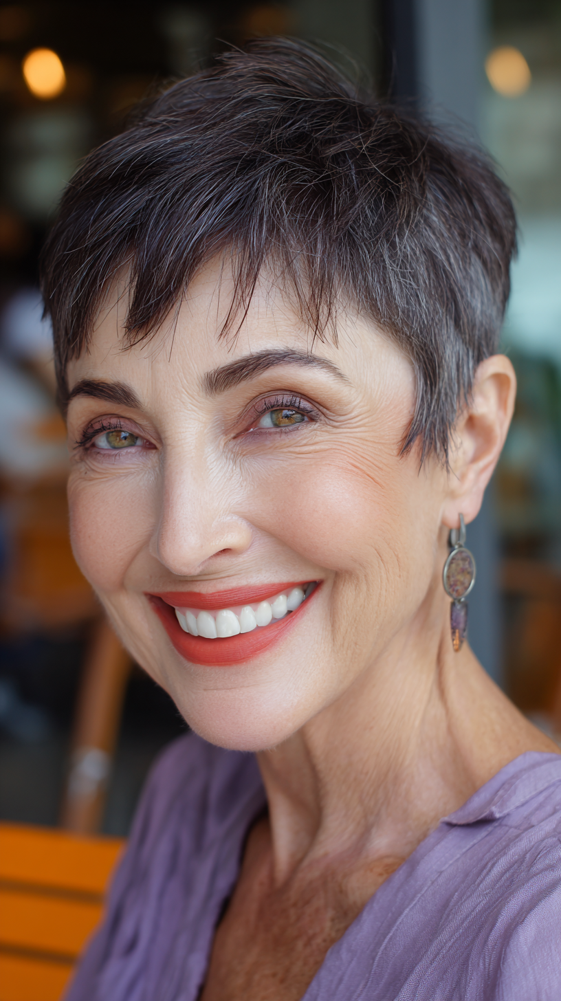 Modern Short Textured Pixie with Subtle Highlights