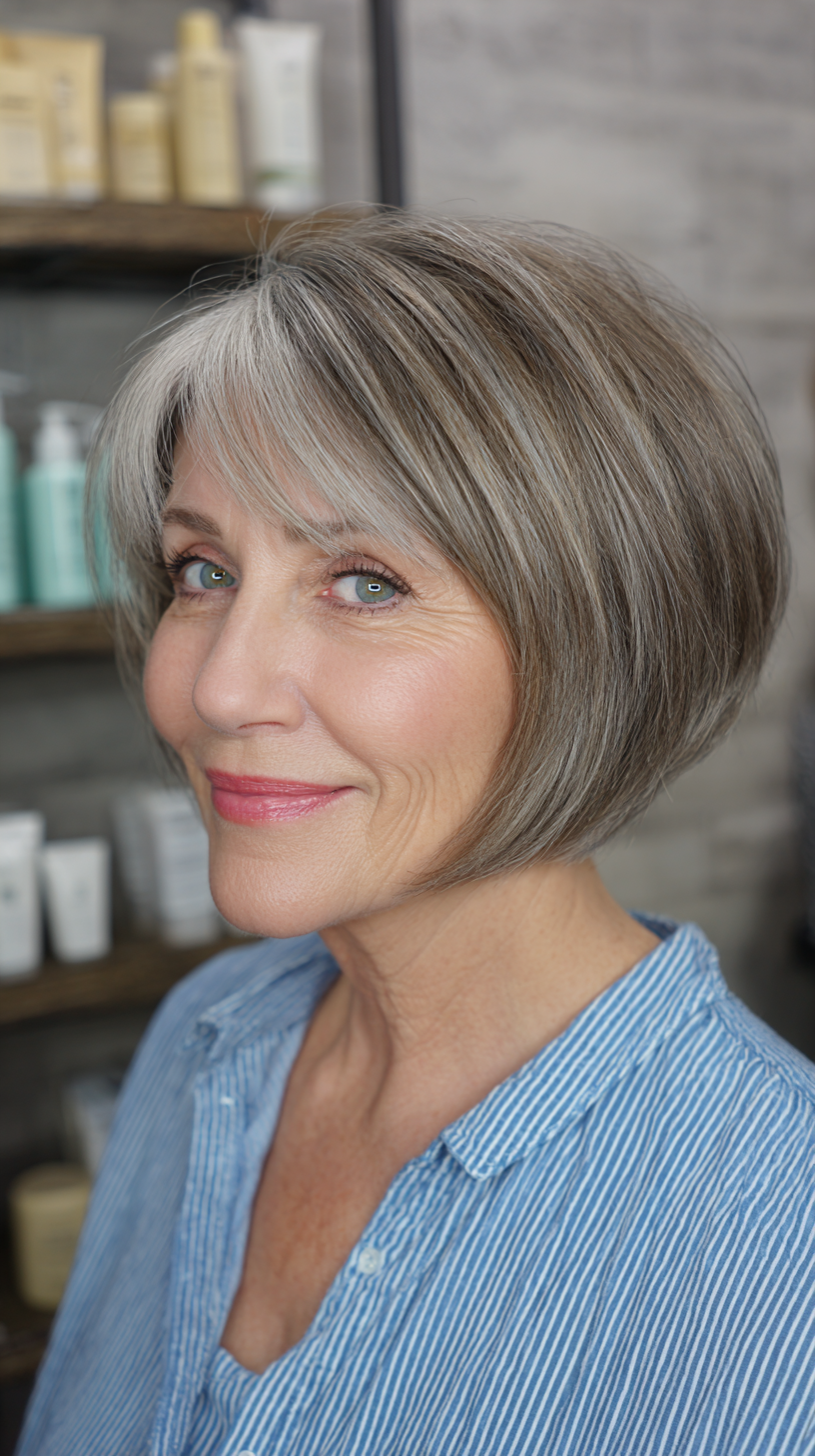 Modern Textured Bob with Subtle Silver Highlights
