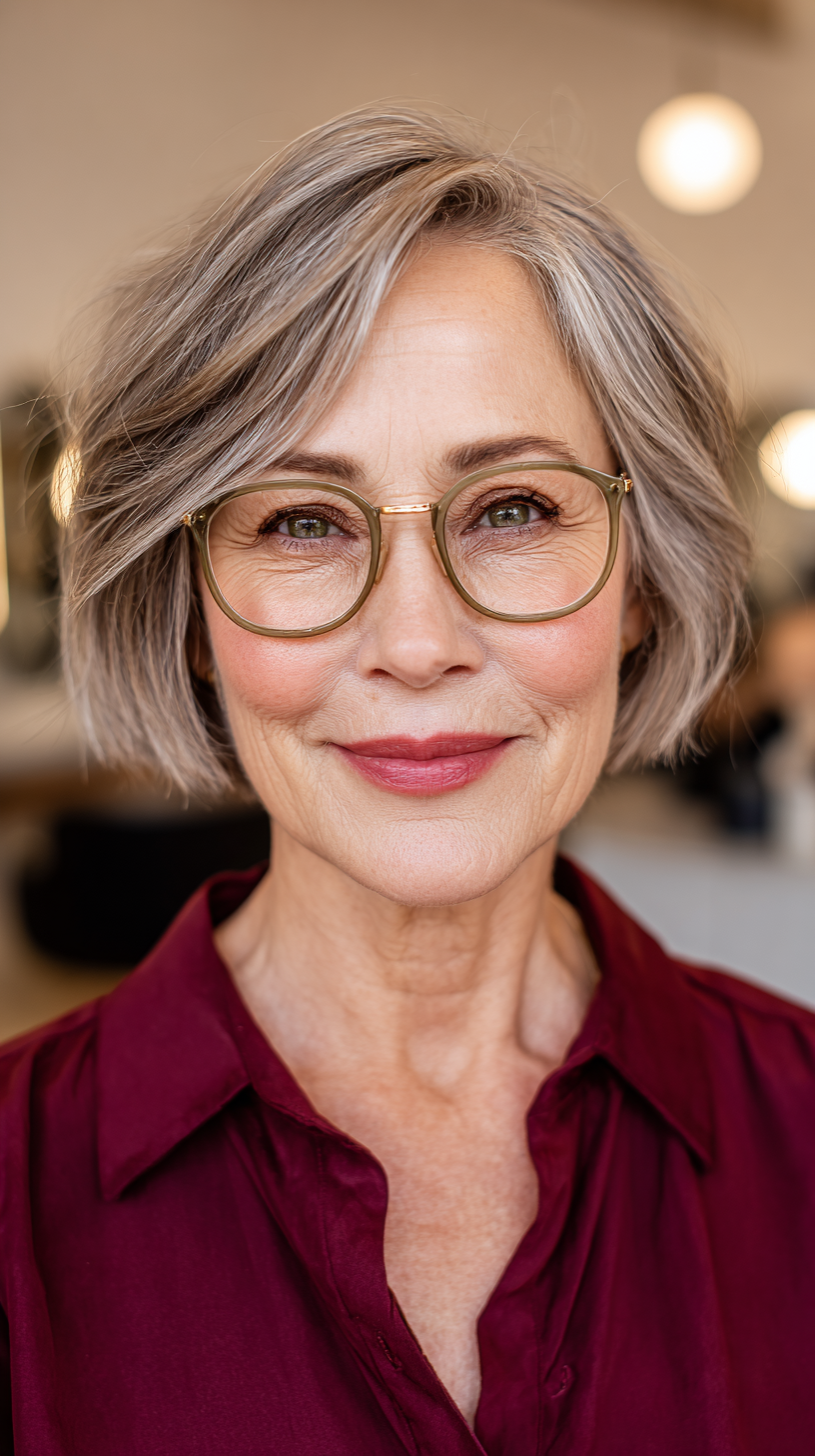 Softly Textured Silver Crop Bob